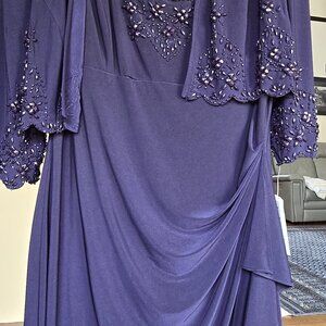 Alex evenings Navy Beaded Party Dress with jacket